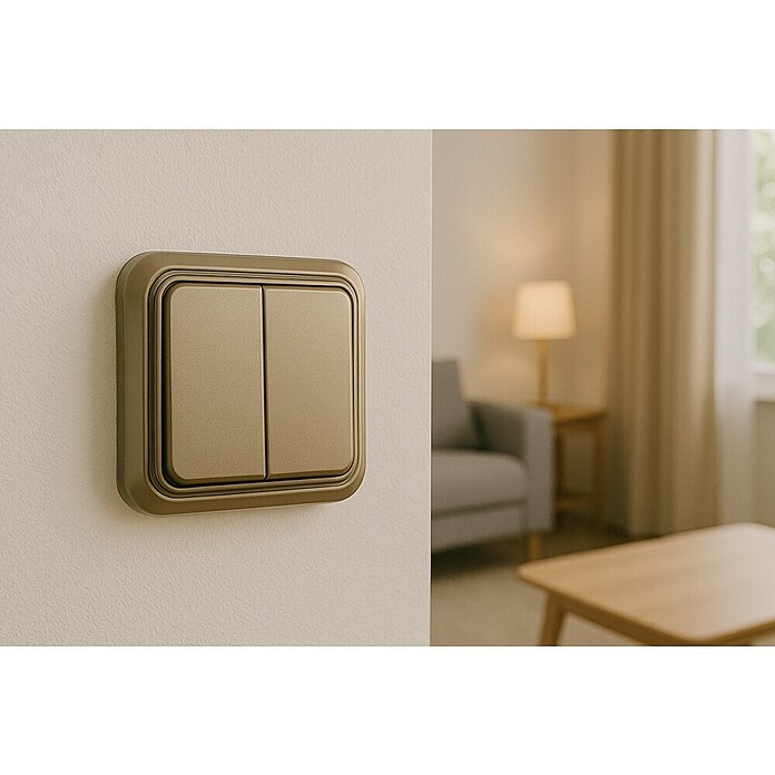 Fontini BF-18 Interruptor/Conmutador doble (Cobre, Plástico, Montaje en la pared)