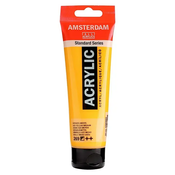 Talens Amsterdam Pintura acrílica Standard - Amarillo azo medio, 120 ml, Tubo - El tubo de pintura acrílica Amsterdam en Azo Yellow Medium es imprescindible para los artistas.