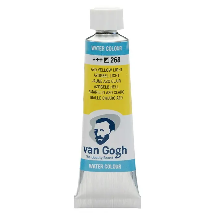 Talens Van Gogh Acuarela - Amarillo azo claro, 10 ml, Tubo - Imagen de una pintura de acuarela Van Gogh "Amarillo Azo Claro" con el número de color 268.