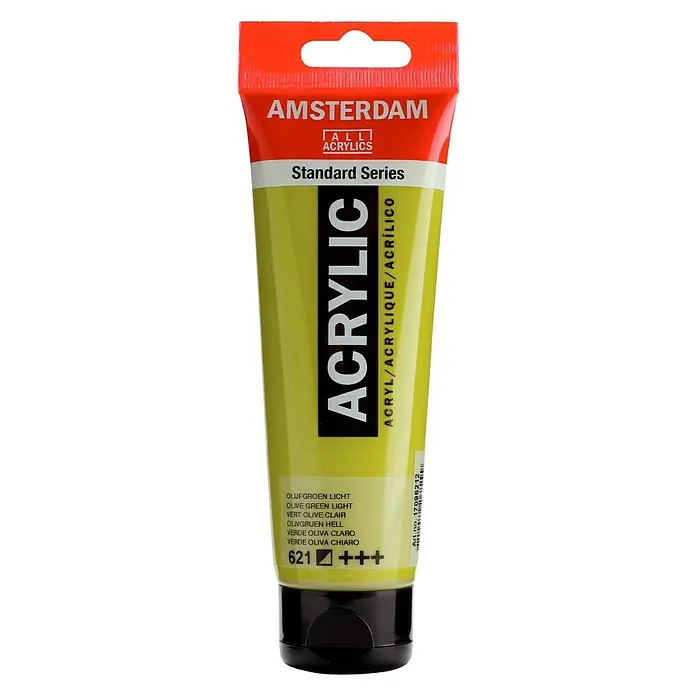 Talens Amsterdam Pintura acrílica Standard - Verde oliva claro, 120 ml, Tubo - Tubo de pintura acrílica Amsterdam Standard Series en verde oliva claro, ideal para artistas.