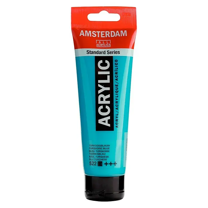 Talens Amsterdam Pintura acrílica Standard - Azul turquesa, 120 ml, Tubo - Un tubo de pintura acrílica Amsterdam Standard Series en azul turquesa, ideal para artistas y aficionados.