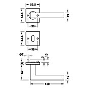 Startec WC-Türgarnitur LDH 2166 (Türstärke: 38 - 42 mm, Schlitzkopf/Olive SK/OL, Edelstahl, Form Drücker: Gerade)