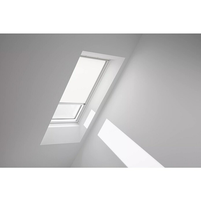 Velux Dachfensterrollo RSL SK08 1028K (Farbe: Weiß - 1028K, Farbe Schiene: Aluminium, Solarbetrieben) | BAUHAUS