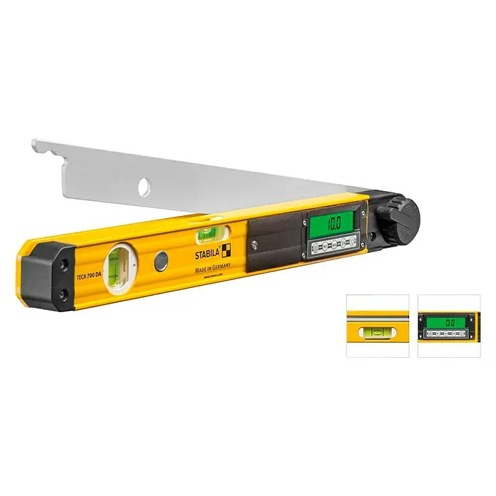 Stabila Digitaler Winkelmesser - Länge: 45 cm, Anzahl Libellen: 2 Stk. - Das Stabila TECH 700 DA Neigungs-Messgerät mit digitaler Anzeige und schwenkbarem Winkel für präzise Messungen.