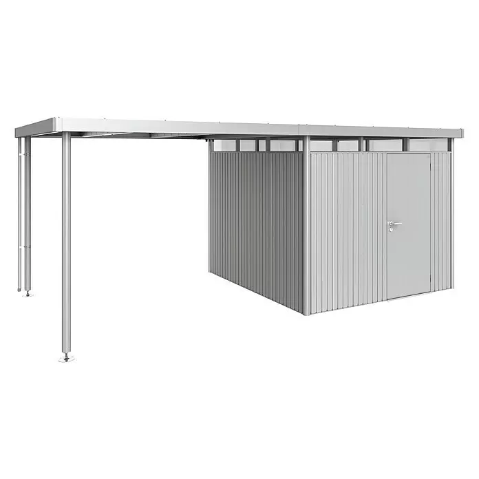 Biohort HighLine Seitendach H4 - Passend für: Biohort Gerätehaus HighLine H4, Silber Metallic, 2,75 x 2,75 m - Linke Seitenansicht