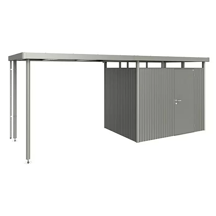 Biohort HighLine Seitendach H2 - Passend für: Biohort Gerätehaus HighLine H2, Quarzgrau Metallic, 2,75 x 1,95 m - Diagonale Ansicht