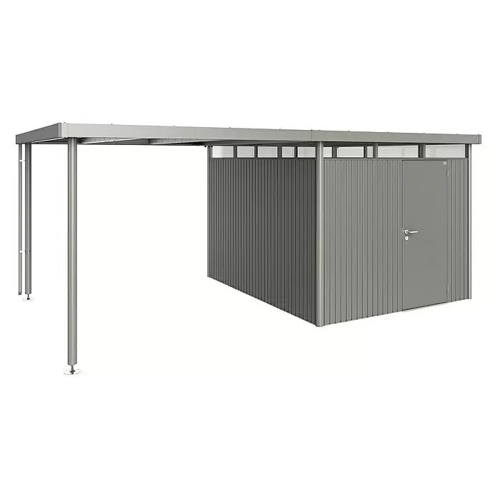 Biohort HighLine Seitendach H5 - Passend für: Biohort Gerätehaus HighLine H5, Quarzgrau Metallic, 2,75 x 3,15 m - Diagonale Ansicht