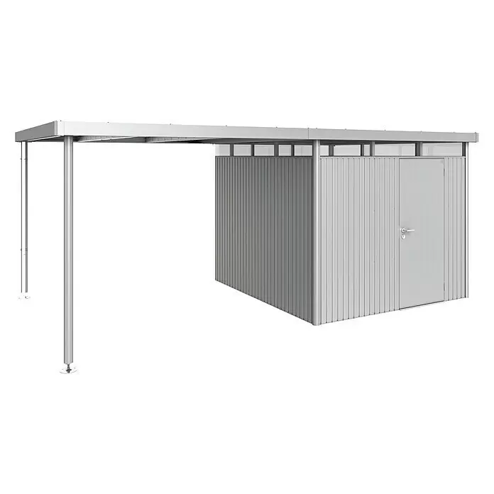 Biohort HighLine Seitendach H5 - Passend für: Biohort Gerätehaus HighLine H5, Silber Metallic, 2,75 x 3,15 m - Linke Seitenansicht