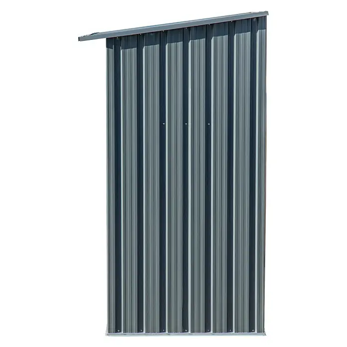 Dobar Kaminholzregal Madera - 163 x 83 x 154 cm, Metall, Metallic - Bild einer grau gestreiften Metallwand mit leicht geneigtem Dach, ideal für den Außenbereich oder die Industrie.