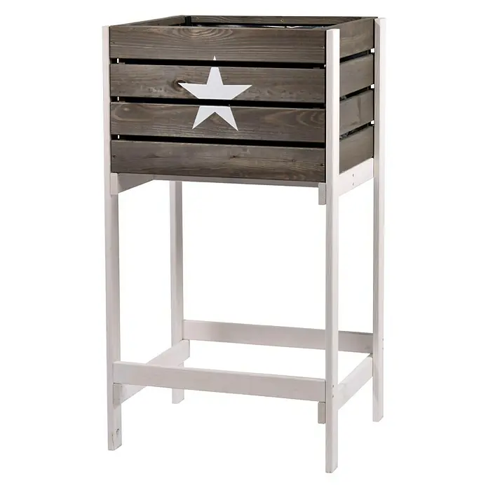 Dobar Hochbeet - 49 x 42 x 90 cm, Holz, Anthrazit - Hochbeet aus Holz mit Sternmotiv. Das Beet ist erhöht und bietet Platz für Pflanzen. Es ist eine attraktive und praktische Ergänzung für jeden Garten.