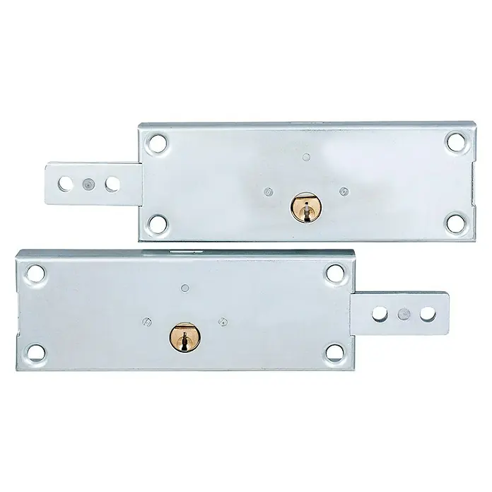 FAC Cerradura para persianas 35007 - L x An x Al: 212 x 60 x 42 mm, Apertura universal, 2 ud. - Dos cerrojos de puerta plateados con agujeros para llaves y agujeros de montaje. Ideales para agregar seguridad adicional a las puertas.