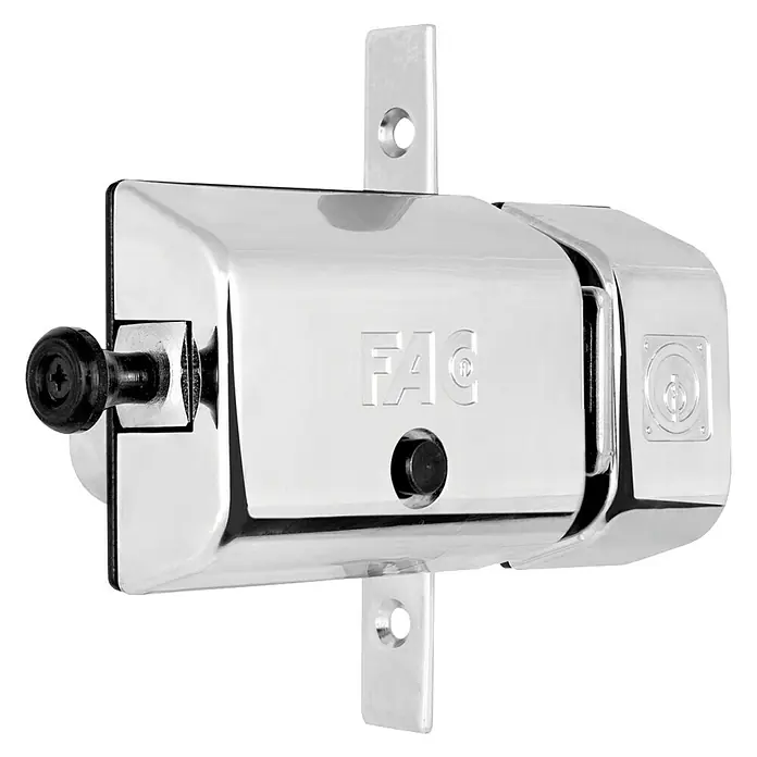 FAC Cerrojo UVE Magnet - L x An x Al: 169 x 40 x 29,5 mm, Níquel - Cerradura de seguridad FAC en acabado cromado brillante. Protección fiable para puertas con un diseño robusto y fácil operación, incluyendo opción de llave.