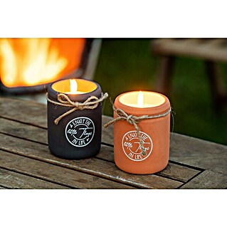 Citronella-Kerze Enjoy (1 Stk., Ø x H: 9 x 8 cm, Grau / Terracotta)