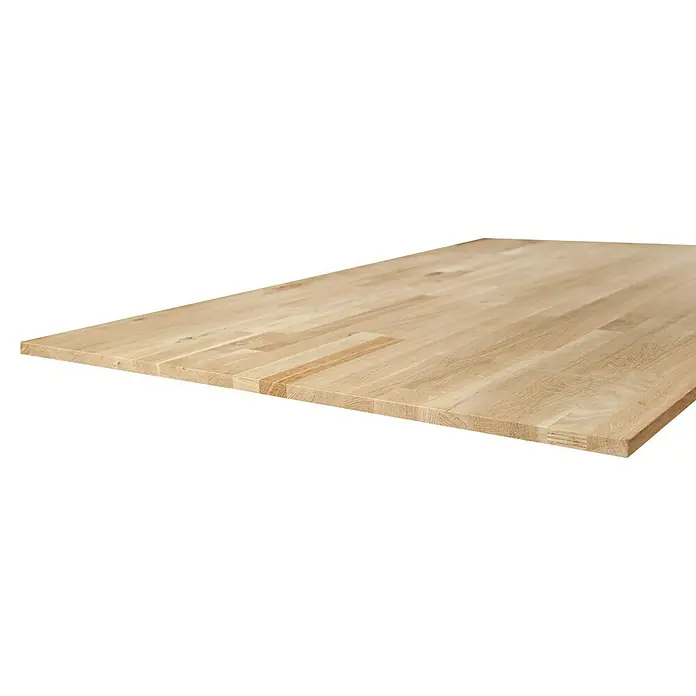 Exclusivholz Leimholzplatte Eiche slim - Eiche, Qualitätsstufe Leimholzplatte: B/C, 1.200 x 600 x 12,5 mm - Helle Holzplatte mit einer attraktiven Maserung, ideal für Möbelbau oder DIY-Projekte. Die Oberfläche ist glatt und einladend.