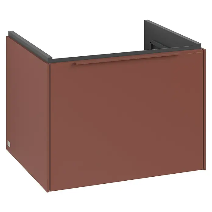 Villeroy & Boch Subway 3.0 Waschbeckenunterschrank - Wine Red, Anzahl Schubladen: 1 Stk., Farbe Griff: Monochrom, B x T x H: 57,2 x 47,8 x 42,9 cm, Mit Beleuchtung - Moderne braune Waschtischunterschrank für ein stilvolles Badezimmer mit minimalistischem Design und robuster Konstruktion für langlebige Nutzung.