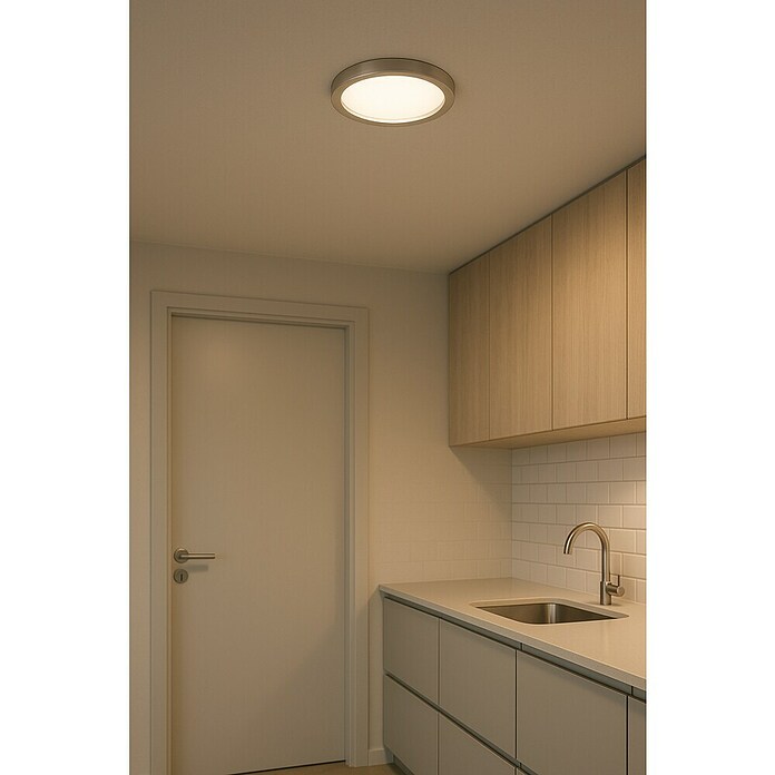Eglo Fueva 6 Downlight LED empotrable (7,5 W, Ø x Al: 16,5 x 2 cm, Níquel, Blanco cálido) | BAUHAUS