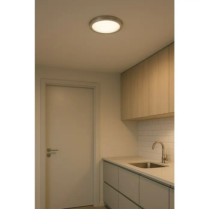 Eglo Fueva 6 Downlight LED empotrable - 7,5 W, Ø x Al: 16,5 x 2 cm, Níquel, Blanco cálido - Lámpara de techo LED moderna con un diseño redondo que proporciona una iluminación brillante y uniforme a la habitación.