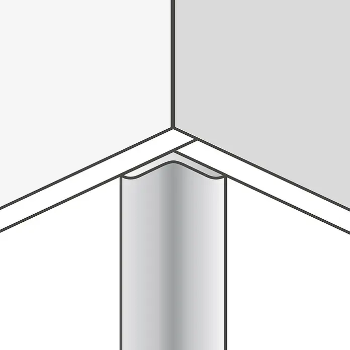 Inspiro Perfil esquina interior - An x L: 12 x 2.600 mm, Aluminio, Plata - Ilustración de un protector de esquina, que ofrece protección moderna contra daños con un diseño elegante.
