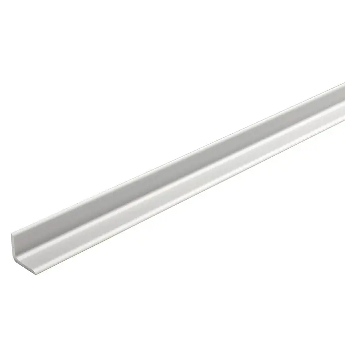 Inspiro Perfil esquina interior - An x L: 12 x 2.600 mm, Aluminio, Plata - Primer plano de una barra de perfil de aluminio blanca. El perfil es ideal para diversos trabajos de construcción y montaje.