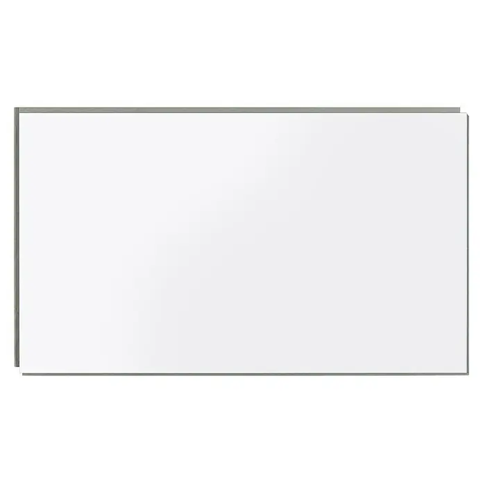 Inspiro Revestimiento de pared de PVC Snow Gloss - 75 x 45 cm, Blanco Snow - Primer plano de una superficie de pizarra blanca de borrado en seco con un marco de color plateado, ideal para notas y presentaciones.