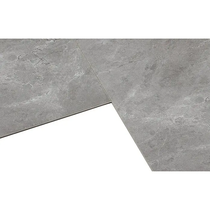 Inspiro Revestimiento de pared de PVC Twilight - 75 x 45 cm, Gris - Primer plano de baldosas de suelo grises marmoleadas que muestran un acabado elegante y moderno, textura del producto.\n