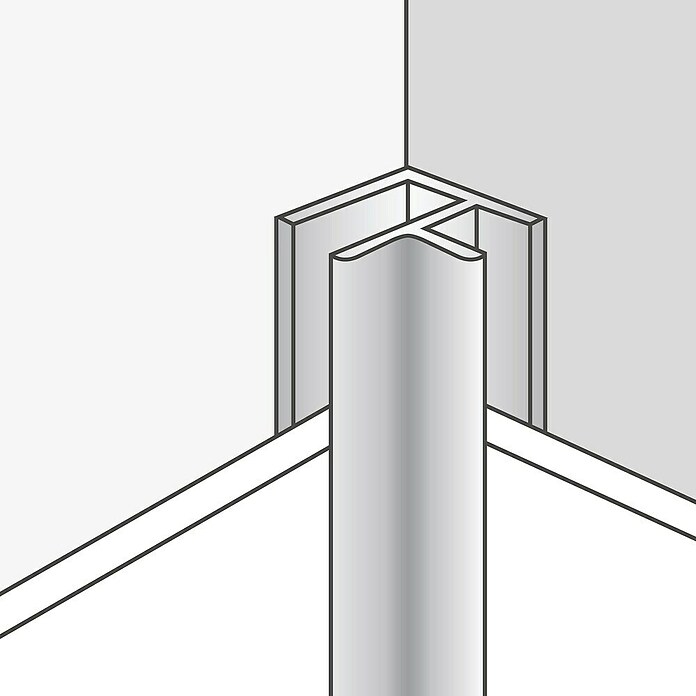 Inspiro Perfil esquinero exterior (L x An x Al: 2.600 x 20 x 12 mm, Aluminio, Plata) | BAUHAUS