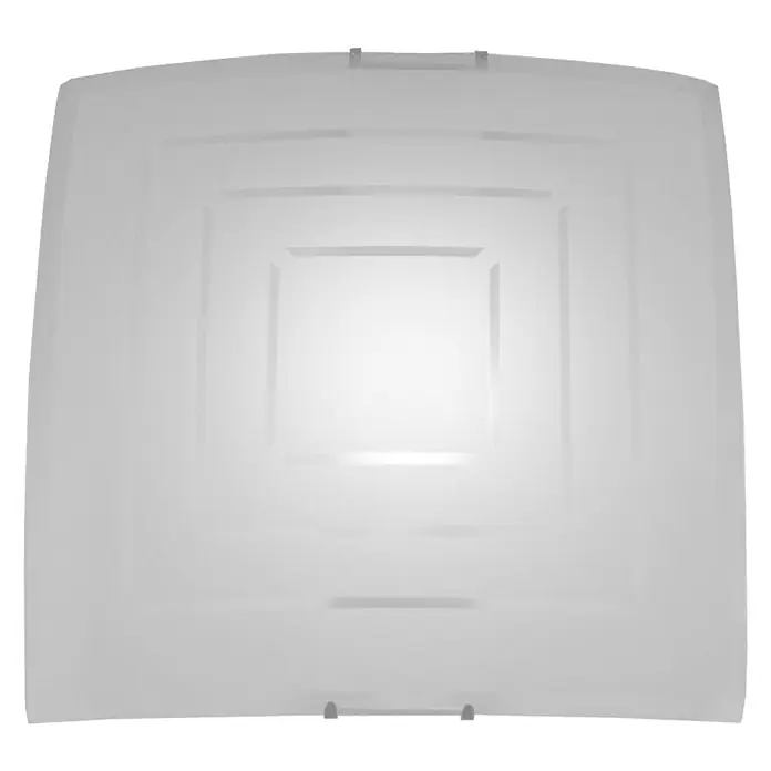 Plafón LED Plutón - 20 W, L x An x Al: 30 x 30 x 12 cm, Blanco, Blanco neutro - Primer plano de una lámpara de techo cuadrada blanca esmerilada con un diseño escalonado, que proporciona una iluminación suave y difusa.