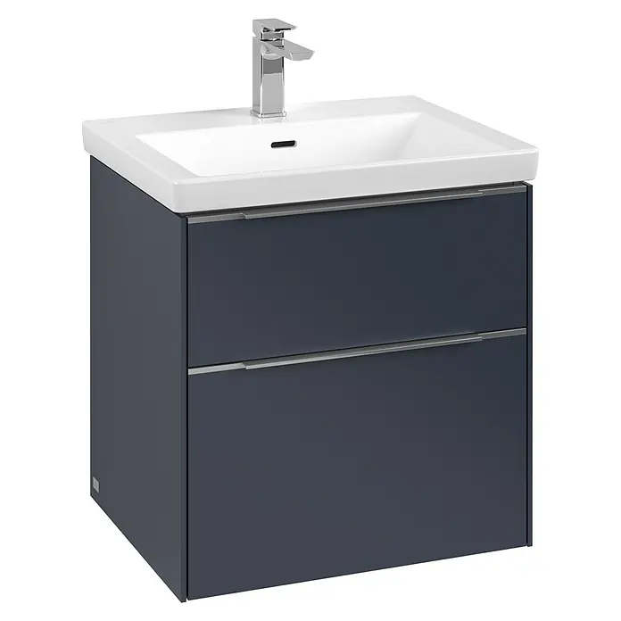 Villeroy & Boch Subway 3.0 Waschbeckenunterschrank - Marine Blue, Anzahl Schubladen: 2 Stk., Farbe Griff: Aluminium glänzend, B x T x H: 57,2 x 47,8 x 57,6 cm - Waschtischunterschrank mit zwei Schubladen, modern und stilvoll für jedes Badezimmer.