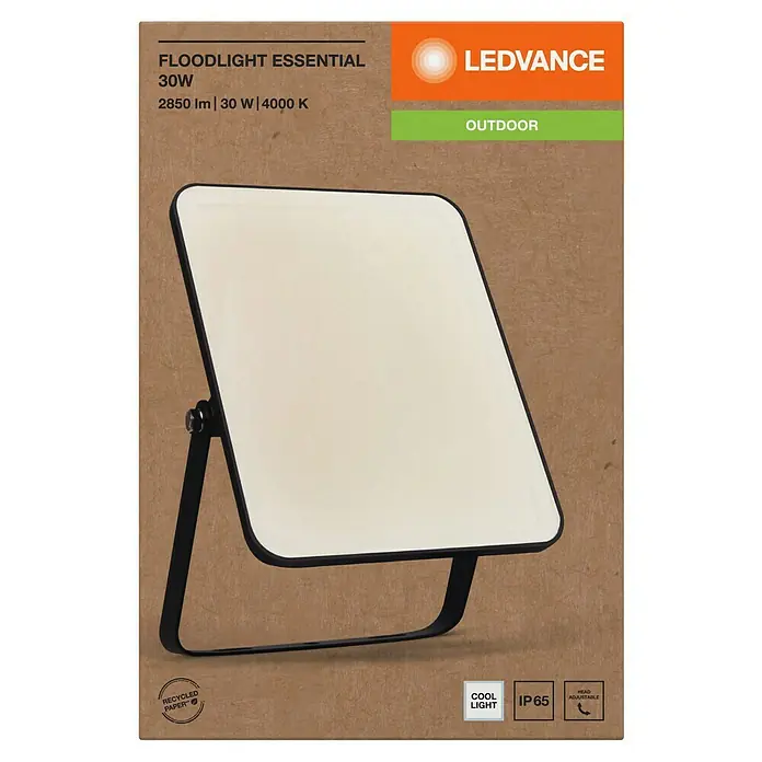 Ledvance Essential LED-Strahler - 30 W, 2.850 lm, 4.000 K, L x B x H: 186 x 128 x 28 mm, IP65 - Das LEDVANCE Floodlight Essential 30W, ein kompakter und effizienter LED-Fluter für den Außenbereich, bietet helles Licht mit 2850 Lumen.