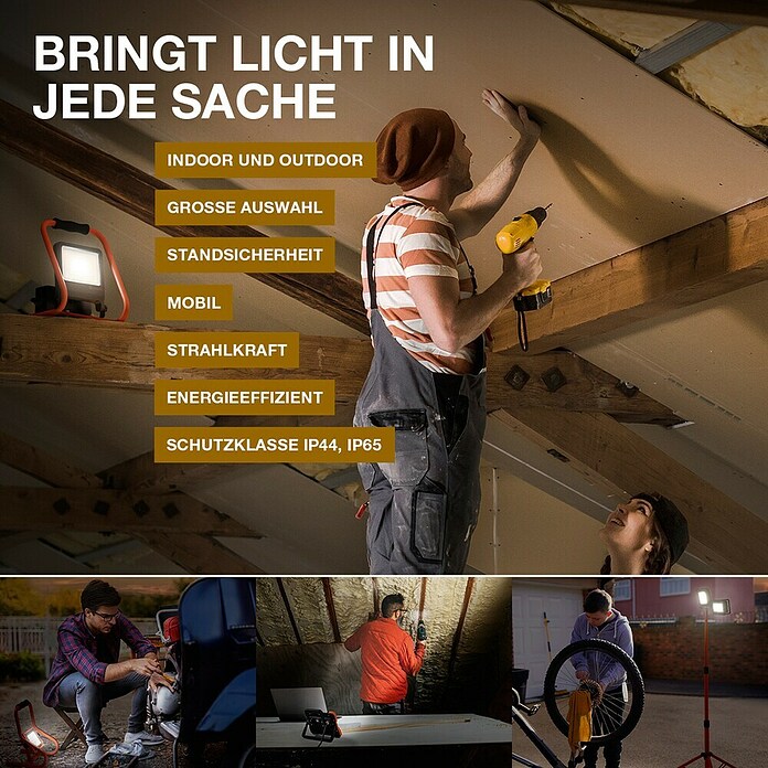 Osram LED-Baustrahler Worklights Value (3 000 lm, 6 500 K, 28,8 x 16,9 x 27,7 cm, IP54) | BAUHAUS