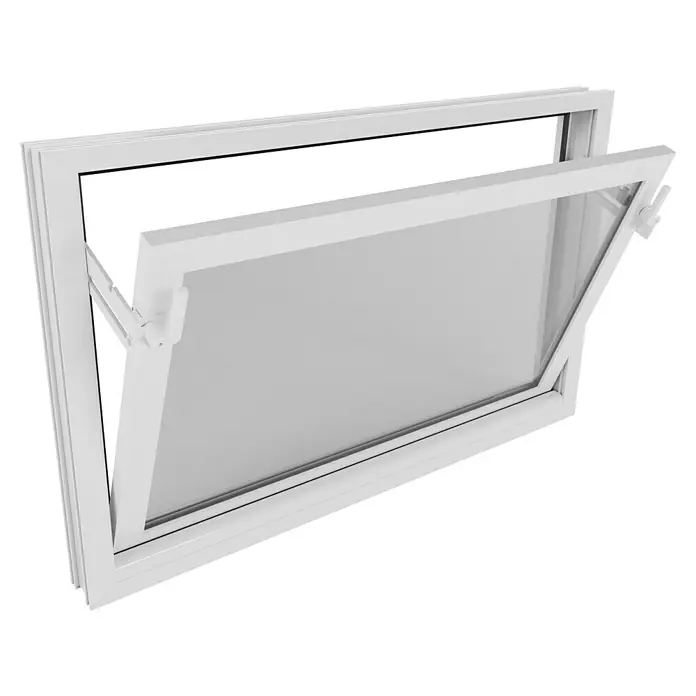 Solid Elements Kippfenster - 80 x 50 cm, Weiß - Gekipptes weißes Fenster. Fenster mit Drehkipp-Funktion für Belüftung und Lichteinfall im Raum.