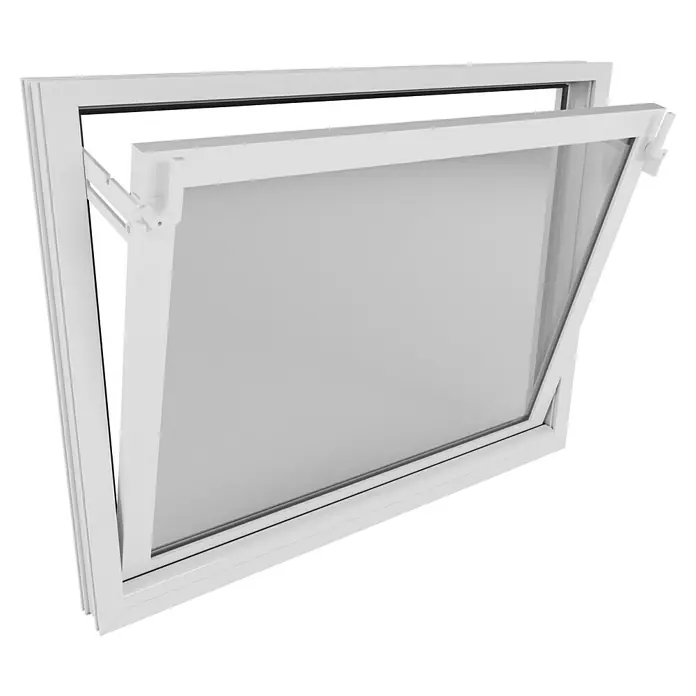 Solid Elements Kippfenster - 80 x 60 cm, Weiß - Ein weißes, nach innen öffnendes Fenster mit einem schlichten Design, das sich ideal für moderne Wohnräume eignet.