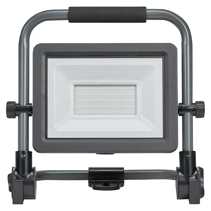 Ledvance LED-Baustrahler R-Stand - 50 W, 6.000 lm, 6.500 K, 291 x 174 x 280 mm, IP65 - Strahler mit Griff und einstellbarem Rahmen, ideal für Baustellen und Werkstätten. Robuste Bauweise für den professionellen Einsatz.