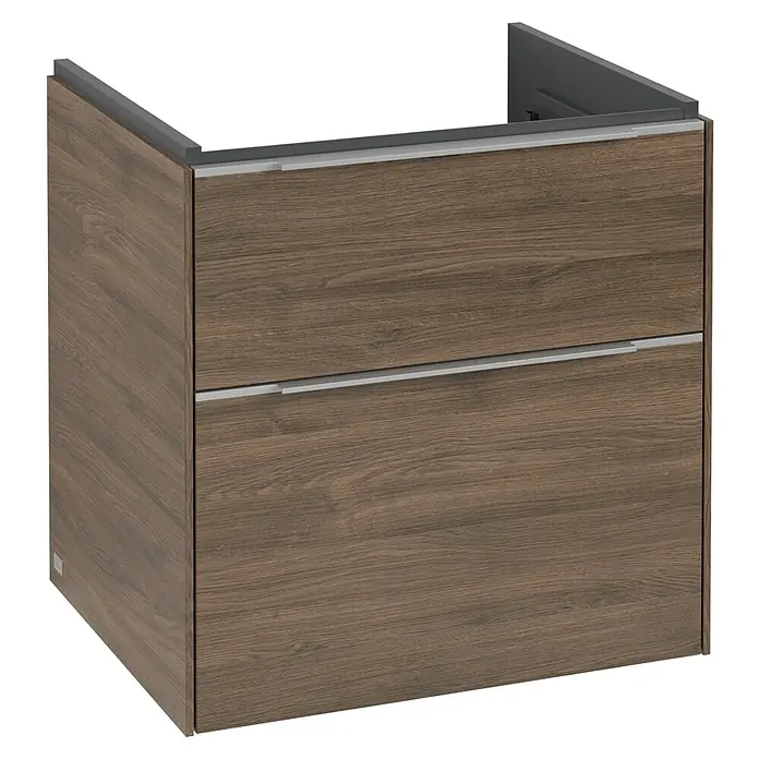 Villeroy & Boch Subway 3.0 Waschbeckenunterschrank - Arizona Oak, Anzahl Schubladen: 2 Stk., Farbe Griff: Aluminium glänzend, B x T x H: 57,2 x 47,8 x 57,6 cm, Mit Beleuchtung - Modernes Badezimmermöbel mit zwei Schubladen in Holzoptik und schlichten Griffen. Stilvolle Aufbewahrungslösung für jedes Bad.