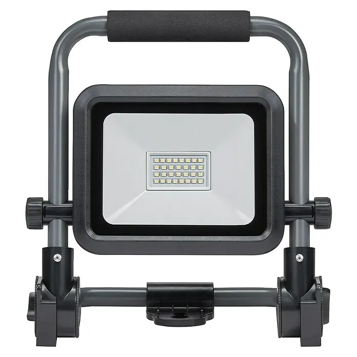 Osram LED-Baustrahler Worklight Value R-Stand - 20 W, 2.000 lm, 6.500 K, 238 x 148,6 x 254 mm, IP54 - Eine tragbare LED-Arbeitsleuchte mit Griff und stabilem Rahmen, ideal für Baustellen und Werkstätten.