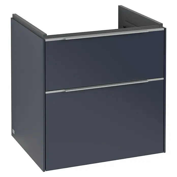 Villeroy & Boch Subway 3.0 Waschbeckenunterschrank - Marine Blue, Anzahl Schubladen: 2 Stk., Farbe Griff: Aluminium glänzend, B x T x H: 57,2 x 47,8 x 57,6 cm, Mit Beleuchtung - Elegantes Waschbeckenunterschrank-Set mit zwei Schubladen und modernen Griffen, ideal für stilvolle Badezimmerdesigns.\n