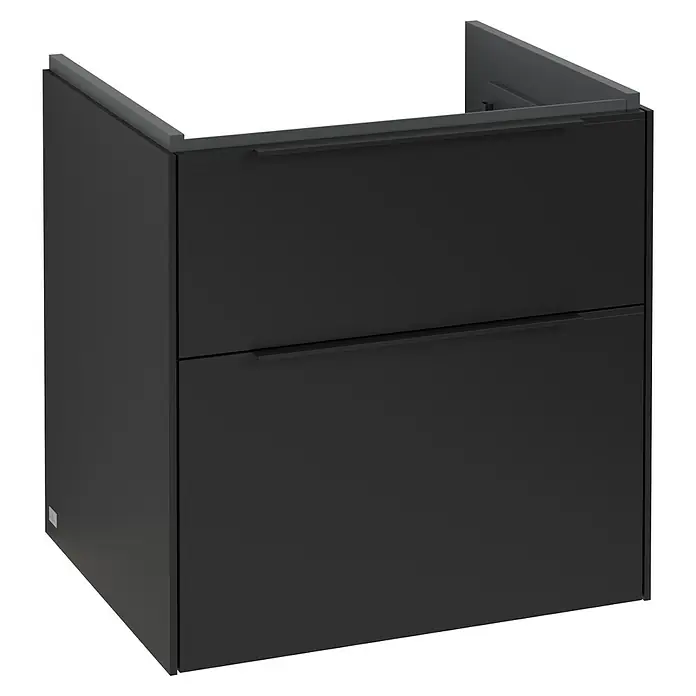 Villeroy & Boch Subway 3.0 Waschbeckenunterschrank - Volcano Black, Anzahl Schubladen: 2 Stk., Farbe Griff: Volcano Black, B x T x H: 57,2 x 47,8 x 57,6 cm, Mit Beleuchtung - Badezimmerunterschrank in Schwarz mit zwei Schubladen, ideal für moderne Badezimmerdesigns und zur Aufbewahrung.