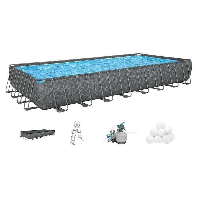 Bestway Bazen sa čeličnim okvirom APX 365  (Siva, 30.045 l, 956 x 488 x 132 cm) | BAUHAUS