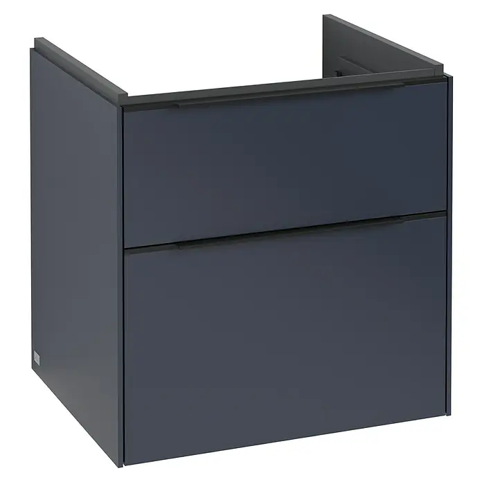 Villeroy & Boch Subway 3.0 Waschbeckenunterschrank - Marine Blue, Anzahl Schubladen: 2 Stk., Farbe Griff: Volcano Black, B x T x H: 57,2 x 47,8 x 57,6 cm, Mit Beleuchtung - Elegantes, modernes Badezimmermöbel mit zwei Schubladen in dunklem Farbton. Die perfekte Ergänzung für jedes Badezimmer.