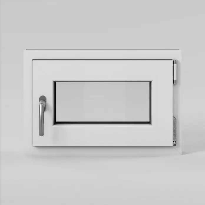 Solid Elements Kellerfenster - B x H: 60 x 40 cm, DIN Anschlag: Rechts, Weiß - Weißes Kellerfenster mit rechteckigem Glasausschnitt, Drehgriff und Beschlägen, ideal für den Einbau in Kellerräume zur Belüftung und Lichteinfall.