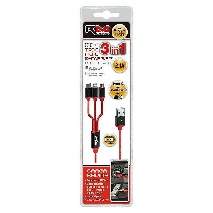 Rolmovil Cable USB triple (12 V - 24 V, 2,1 Ah) | BAUHAUS