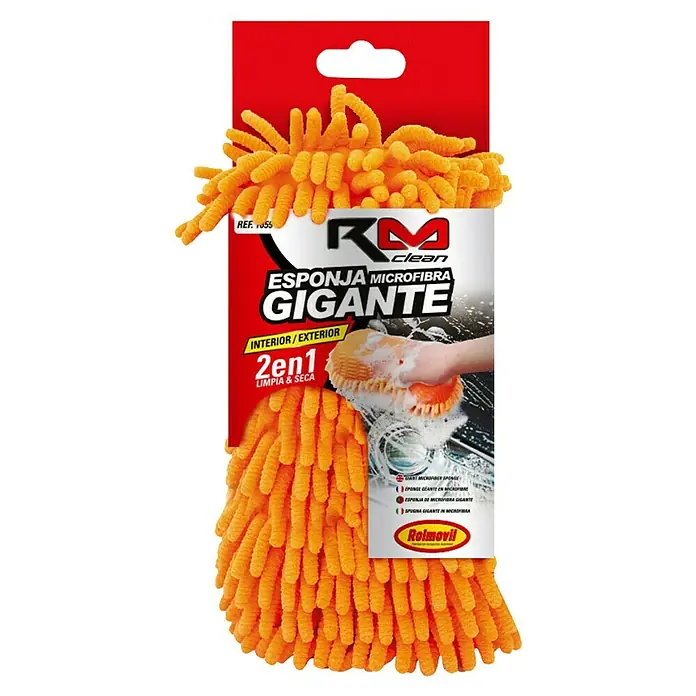 Rolmovil Clean Esponja para vehículos - Naranja, Microfibra - Esponja gigante de microfibra naranja para la limpieza interior y exterior. Ideal para coche y hogar, limpia suavemente y eficaz, versátil y duradera.