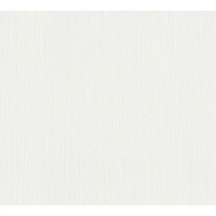 Lutèce Authentic Walls 2 Vliestapete - Weiß, Streifen, 10,05 x 0,53 m - Detailaufnahme einer weißen, strukturierten Tapete, die eine feine, vertikale Linienführung aufweist. Ideal für minimalistische Raumgestaltungen.