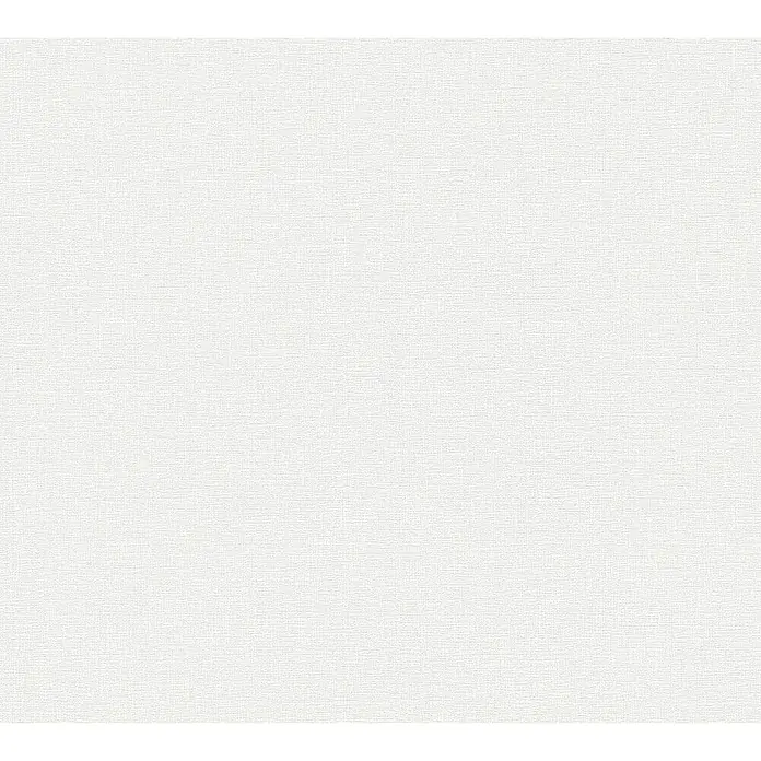 A.S. Création Flavour Vliestapete II - Weiß, Uni, 10,05 x 0,53 m - Das Bild zeigt eine Nahaufnahme einer weißen Textur, die eine feine, leinenartige Oberfläche aufweist. Ideal als neutraler Hintergrund.