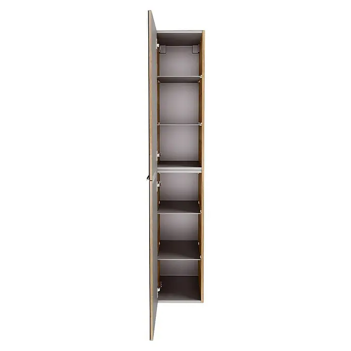 Fackelmann B.brillant Hochschrank - B x T x H: 30 x 31,8 x 162 cm, Anthrazit - Abgebildeter, offener Garderobenschrank mit mehreren Regalböden zur Aufbewahrung von Kleidung und anderen Gegenständen.