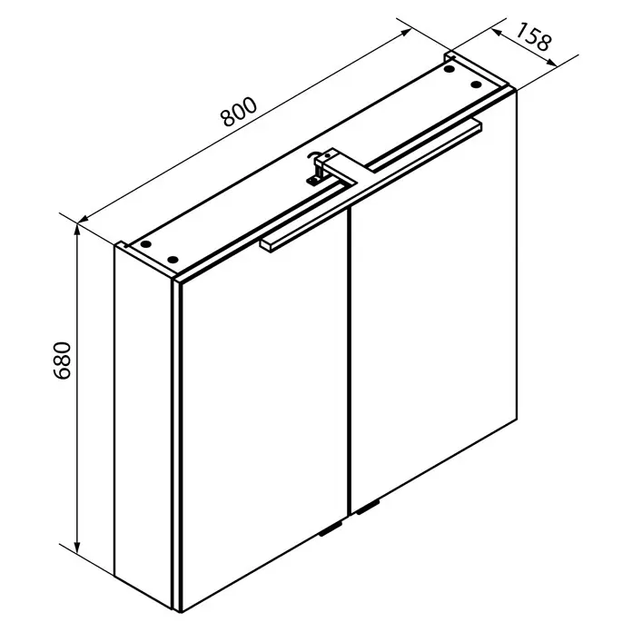 Fackelmann B.brillant LED-Spiegelschrank - B x H: 80 x 68 cm, 2-türig, Ast Eiche - Ein Schrank mit Schubladen und den Maßen 800 x 158 x 680, geeignet für Bad oder Küche.