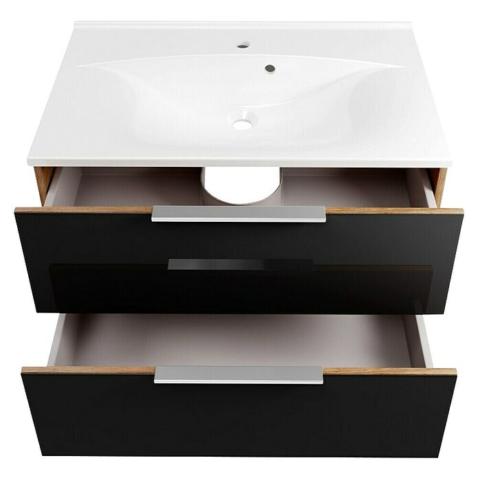 Fackelmann B.brillant Badmöbel-Set (Gesamtbreite Badmöbel: 80 cm, Mit Gussmarmorbecken, Anthrazit/Ast Eiche, Material Waschbecken: Marmorguss) | BAUHAUS