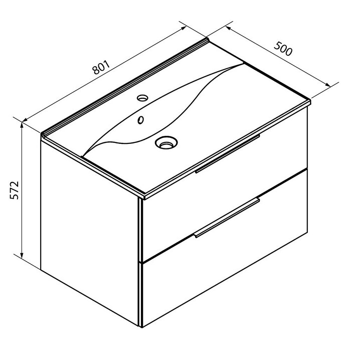 Fackelmann B.brillant Badmöbel-Set (Gesamtbreite Badmöbel: 80 cm, Mit Gussmarmorbecken, Anthrazit/Ast Eiche, Material Waschbecken: Marmorguss) | BAUHAUS