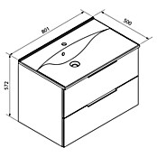 Fackelmann B.brillant Badmöbel-Set (Gesamtbreite Badmöbel: 80 cm, Mit Gussmarmorbecken, Anthrazit/Ast Eiche, Material Waschbecken: Marmorguss) | BAUHAUS