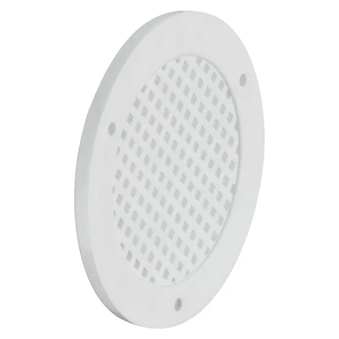 Suki Reja de ventilación - Diámetro: 50 mm, Plástico, Blanco - Cubierta de ventilación redonda blanca con un patrón de rejilla y orificios de montaje para un flujo de aire óptimo.
